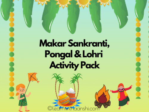makar sankranti, pongal, lohri printables for preschoolers
