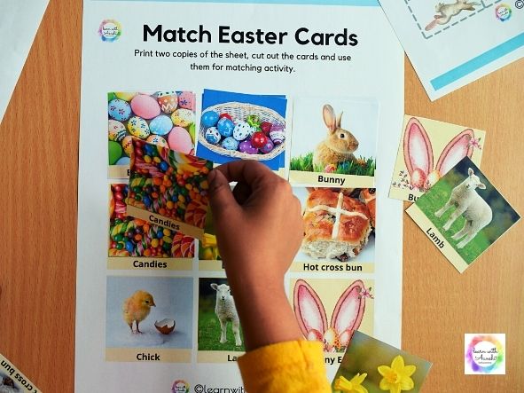 Easter theme printable matching activities for toddlers 2-3 years old